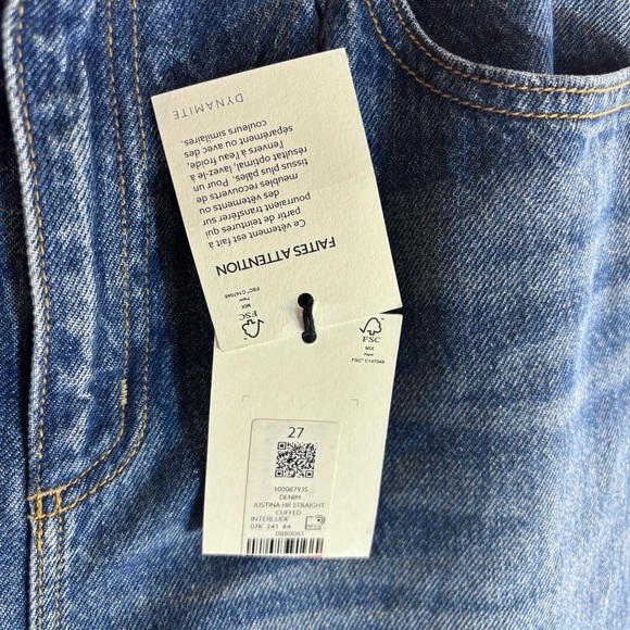 DYNAMITE Sz 27 Justina Jeans Mid-Wash Straight Leg high Waisted NEW WITH TAGS - Picture 10 of 16